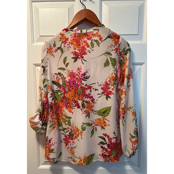 Hale Bob Floral Blouse with Tab Sleeve, Size S - Picture 4 of 7